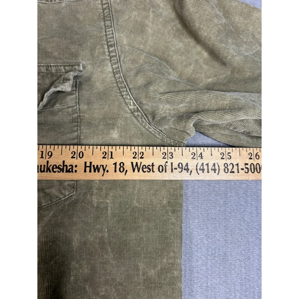 Mossimo Supply Co Mens Corduroy Western Shirt Olive Acid Wash Pearl Snap Large